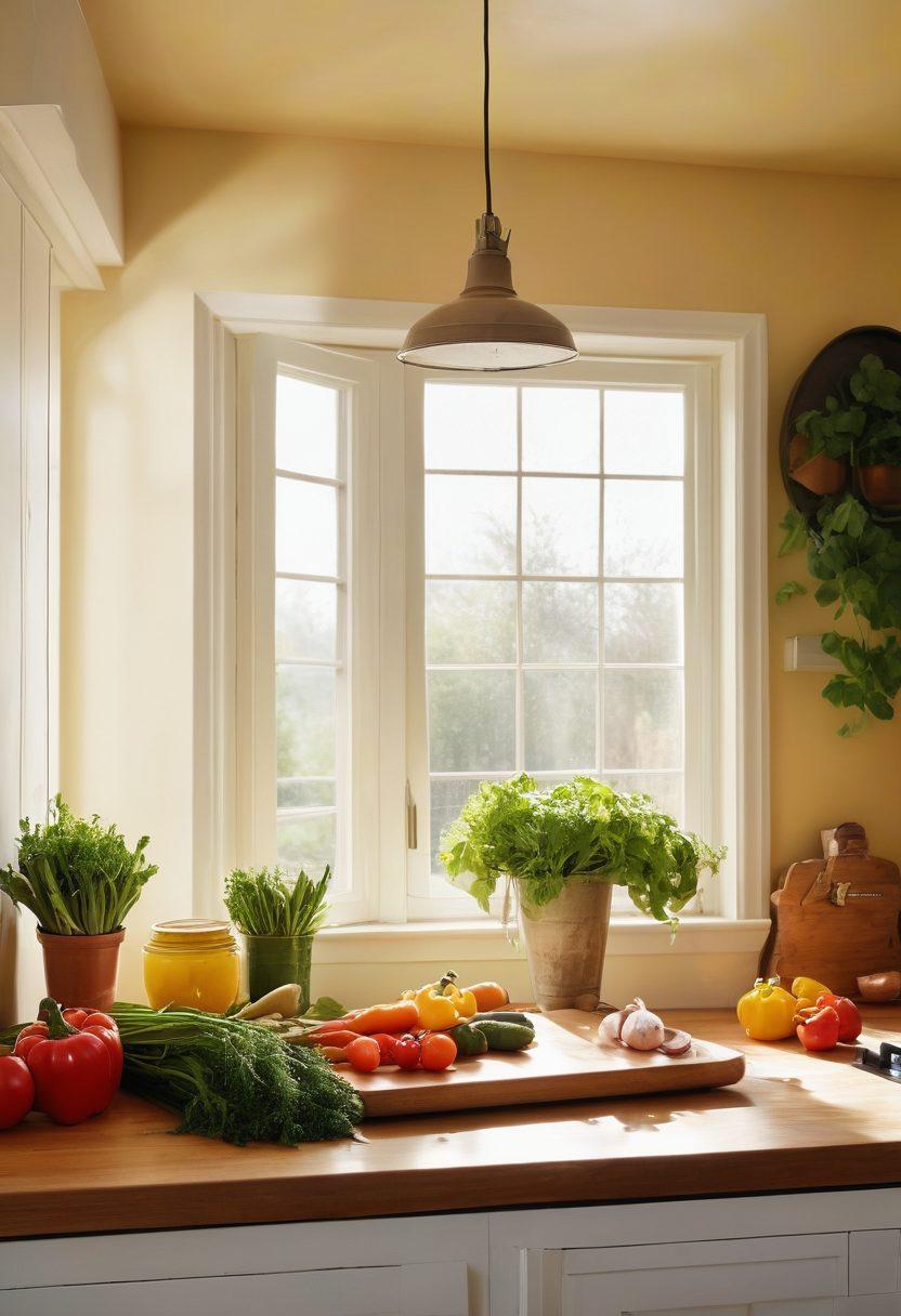 A cozy kitchen scene where a family prepares a meal together, surrounded by symbols of love and protection like a heart-shaped cutting board and a shield-shaped pot. Sunlight streams through a window, casting a warm glow on their joyful faces. Incorporate a subtle backdrop of various insurance symbols, like a house, car, and health icon, blending seamlessly into the setting. pastel colors. whimsical style. high detail.